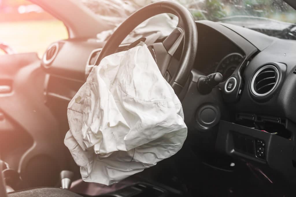 Airbag exploded at a car accident