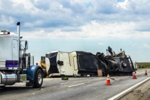 the scene of a semi-truck accident in Texas