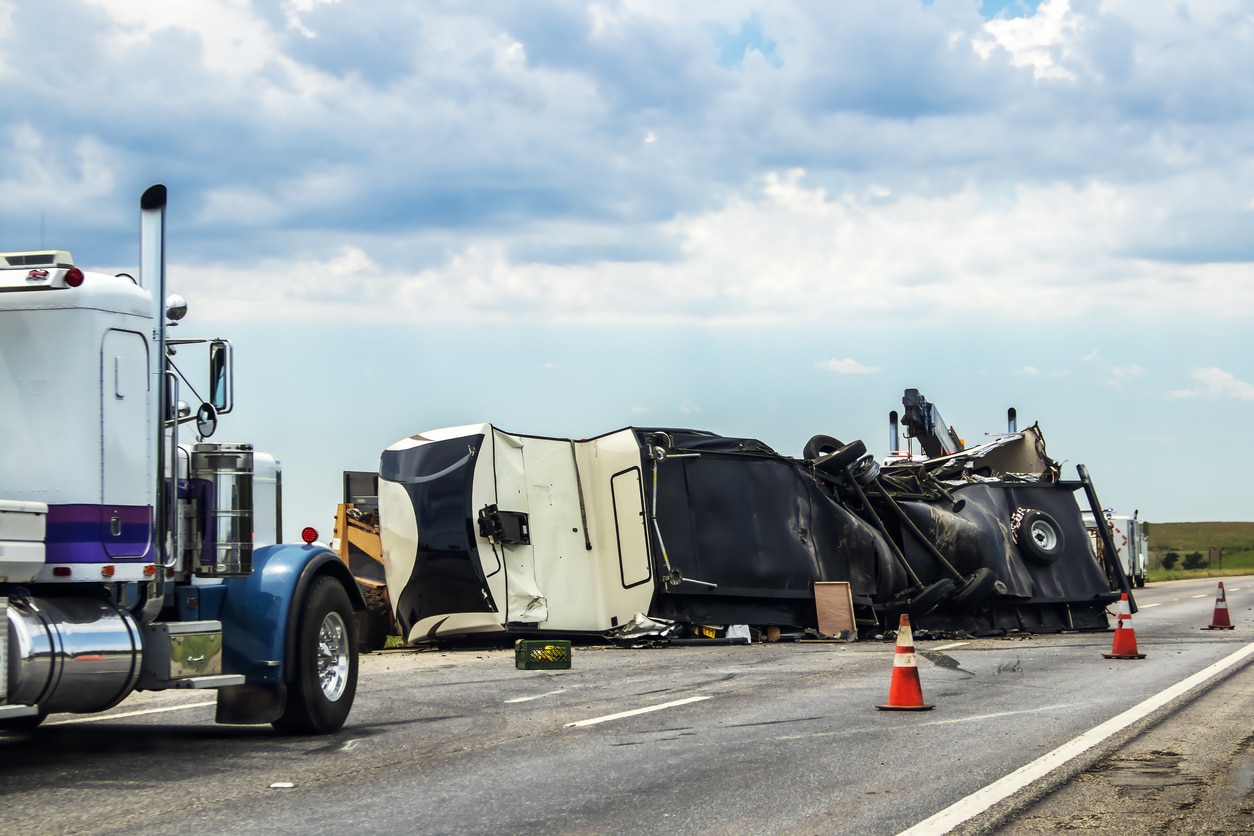 the scene of a semi-truck accident in Texas