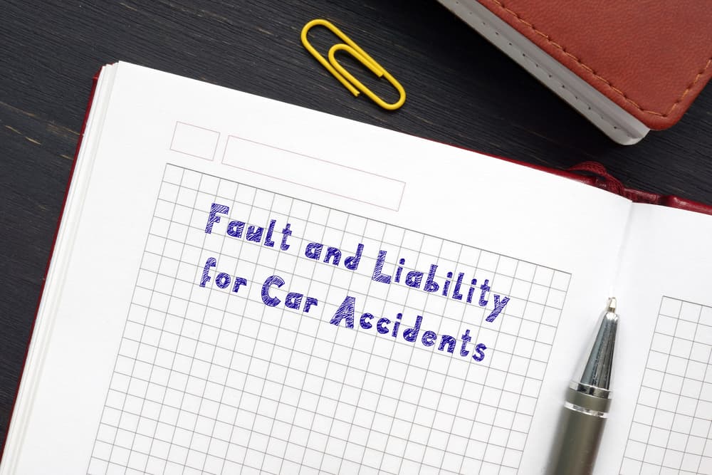 Fault and Liability for Car Accidents phrase on the sheet.