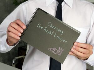 Choosing the Right Lawyer with inscription on the piece of paper